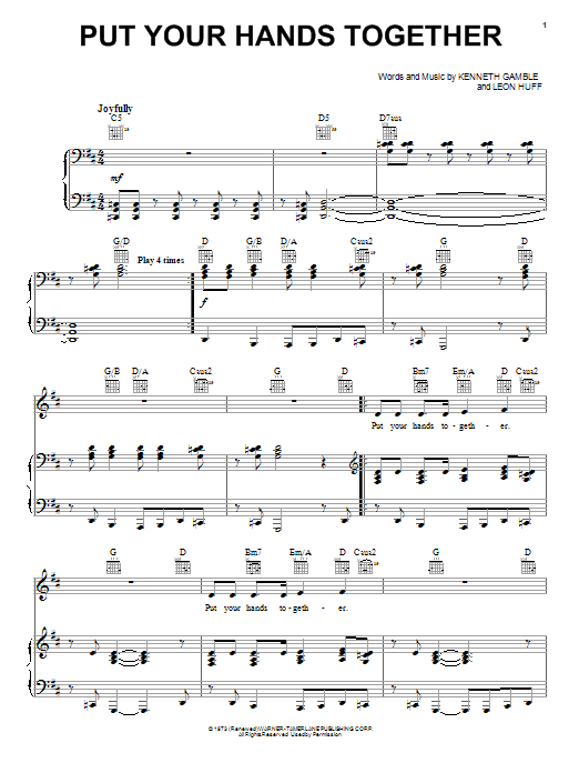 Fred Hammond and Natalie Wilson Put Your Hands Together sheet music notes and chords arranged for Piano, Vocal & Guitar Chords (Right-Hand Melody)