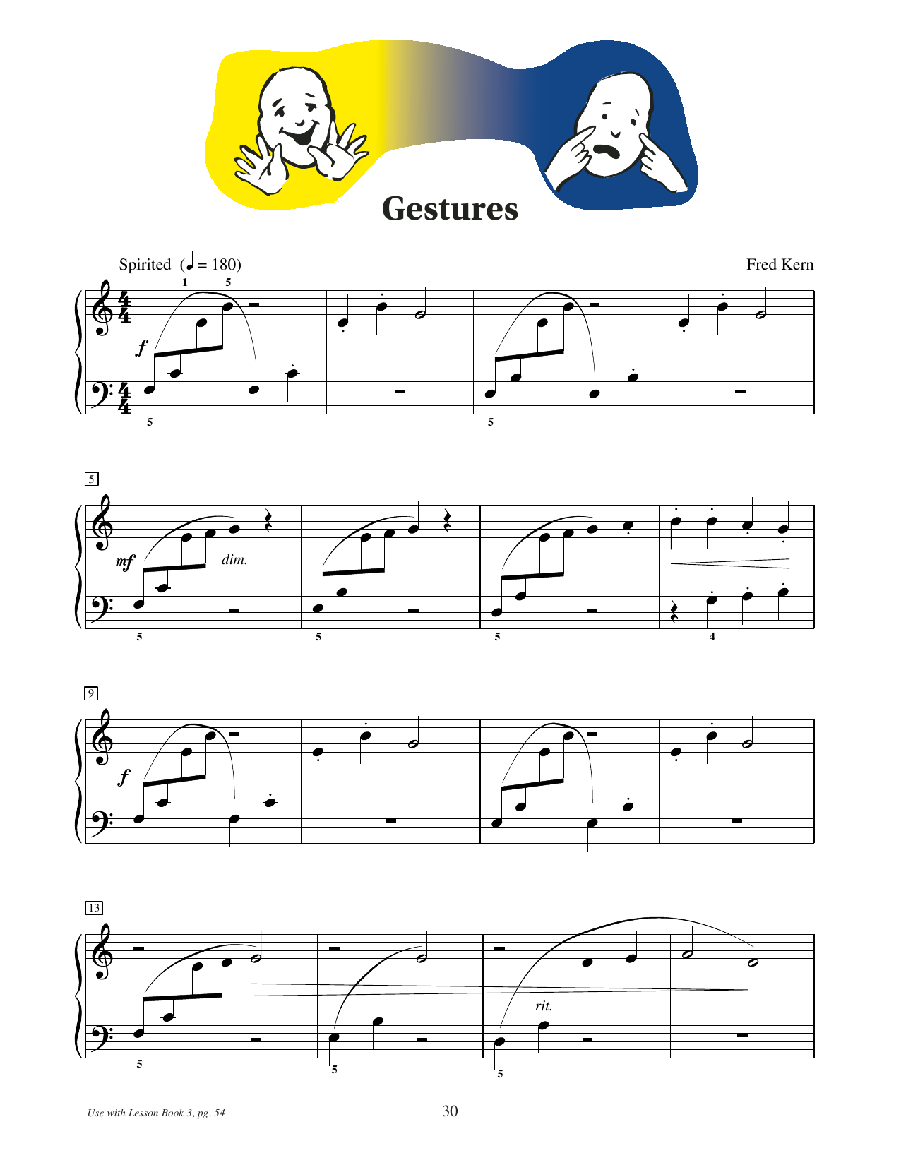 Fred Kern Gestures sheet music notes and chords arranged for Educational Piano