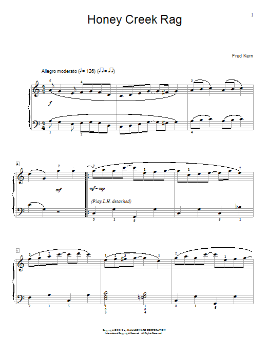 Fred Kern Honey Creek Rag sheet music notes and chords arranged for Educational Piano