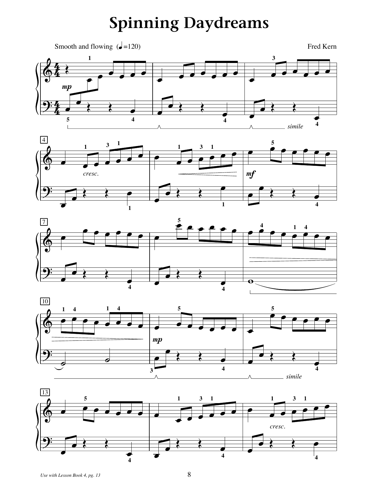Fred Kern Spinning Daydreams sheet music notes and chords arranged for Educational Piano