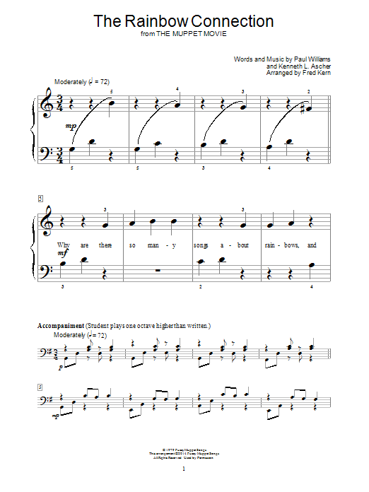 Fred Kern The Rainbow Connection sheet music notes and chords arranged for Educational Piano