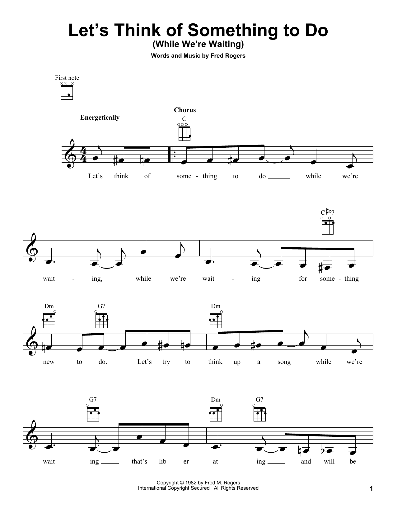 Fred Rogers Let's Think Of Something To Do (While We're Waiting) (from Mister Rogers' Neighborhood) sheet music notes and chords arranged for Ukulele