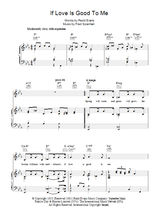 Fred Spielman If Love Is Good To Me sheet music notes and chords arranged for Piano, Vocal & Guitar Chords