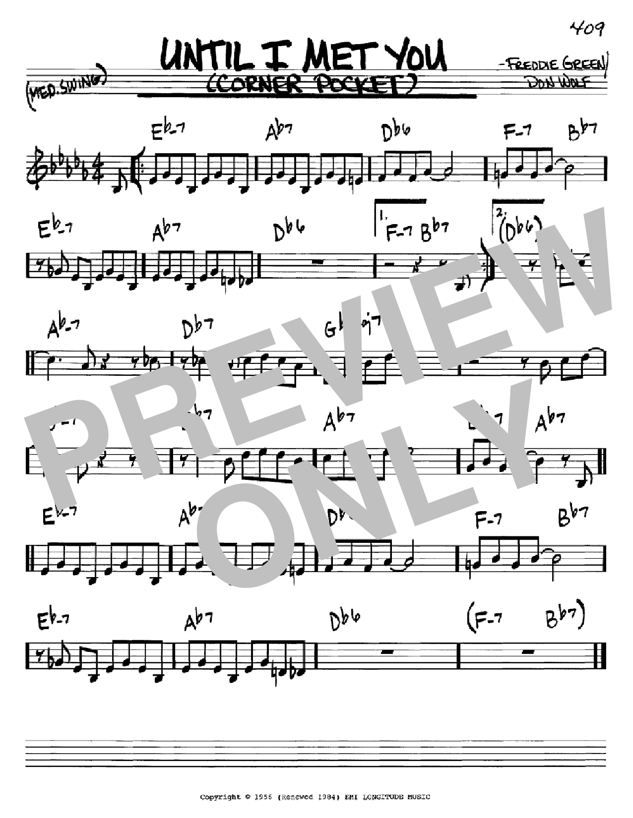 Freddie Green Until I Met You sheet music notes and chords arranged for Real Book – Melody & Chords – C Instruments