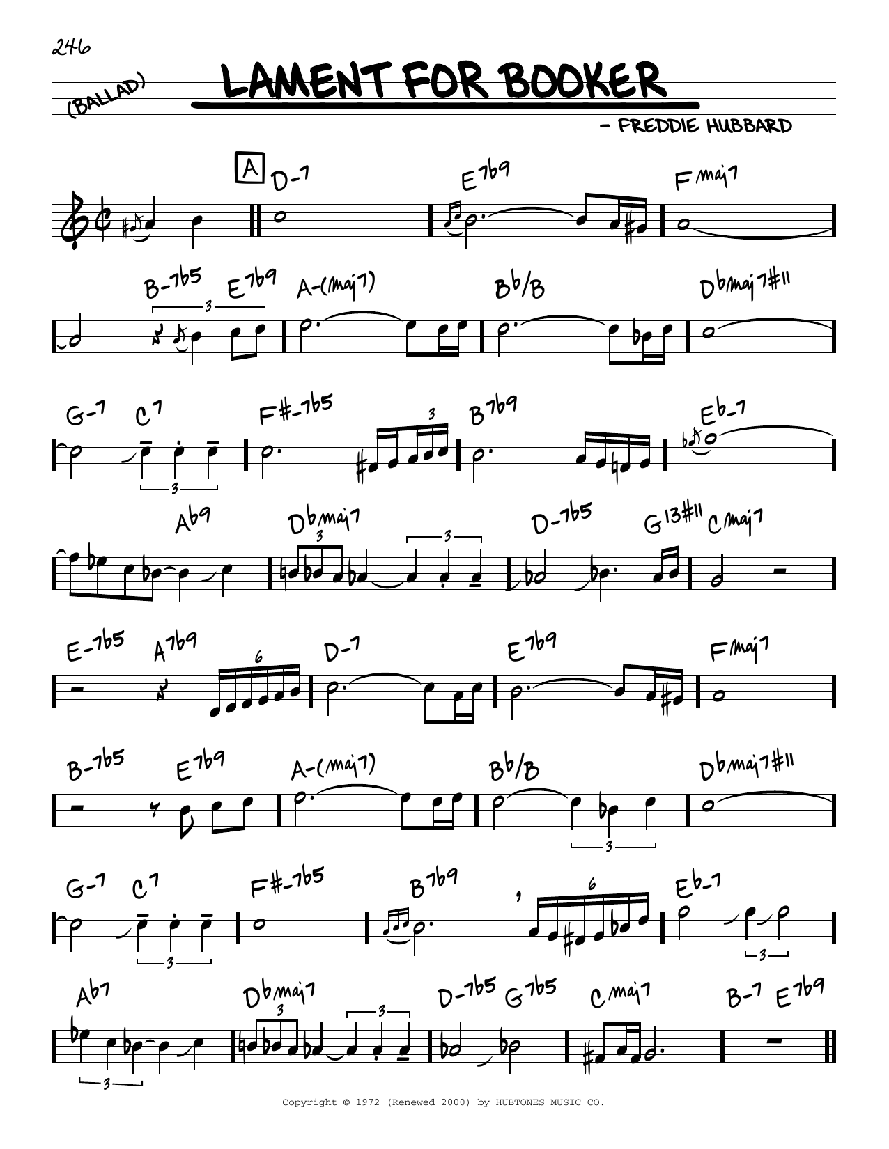 Freddie Hubbard Lament For Booker sheet music notes and chords arranged for Real Book – Melody & Chords