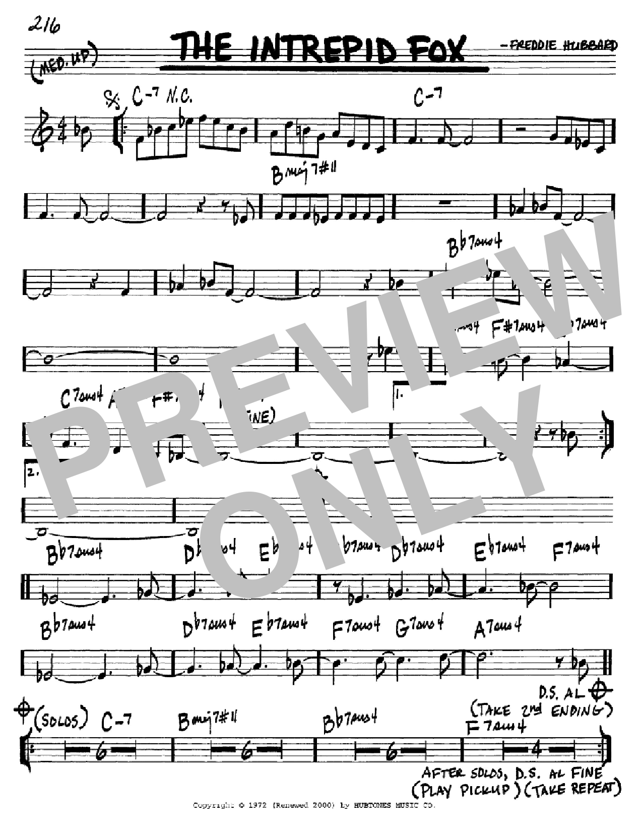Freddie Hubbard The Intrepid Fox sheet music notes and chords arranged for Real Book – Melody & Chords – Bb Instruments