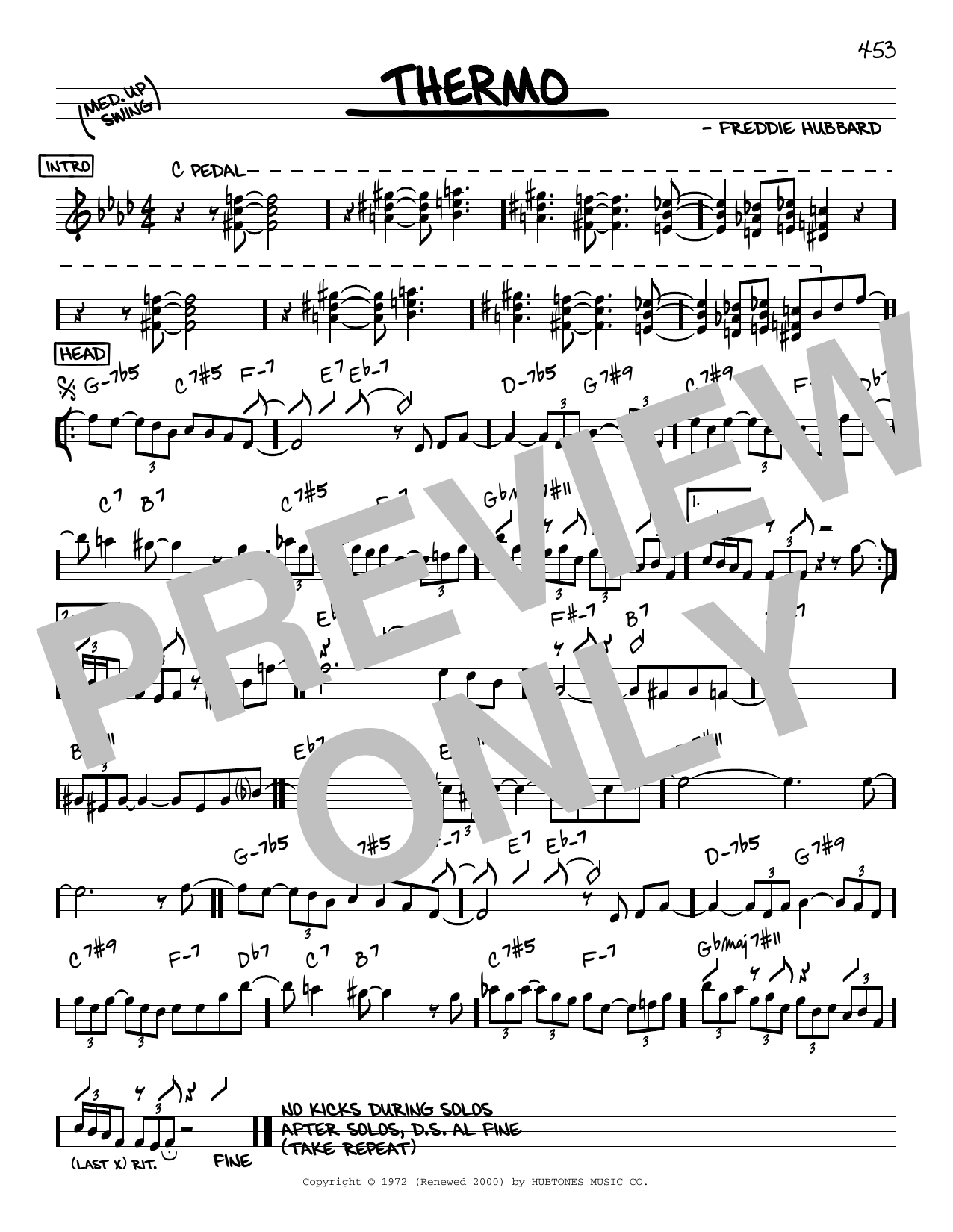 Freddie Hubbard Thermo sheet music notes and chords arranged for Real Book – Melody & Chords