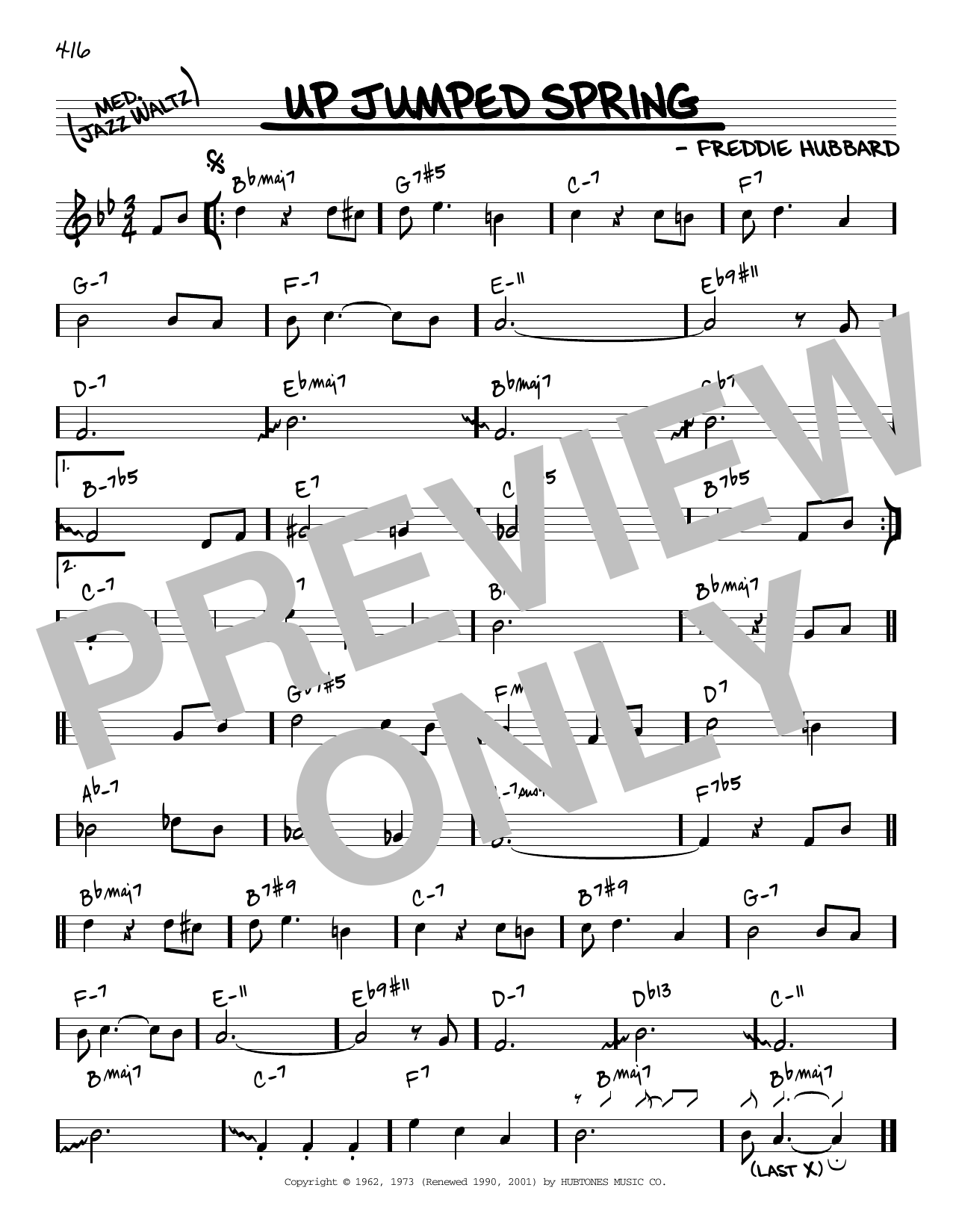 Freddie Hubbard Up Jumped Spring [Reharmonized version] (arr. Jack Grassel) sheet music notes and chords arranged for Real Book – Melody & Chords