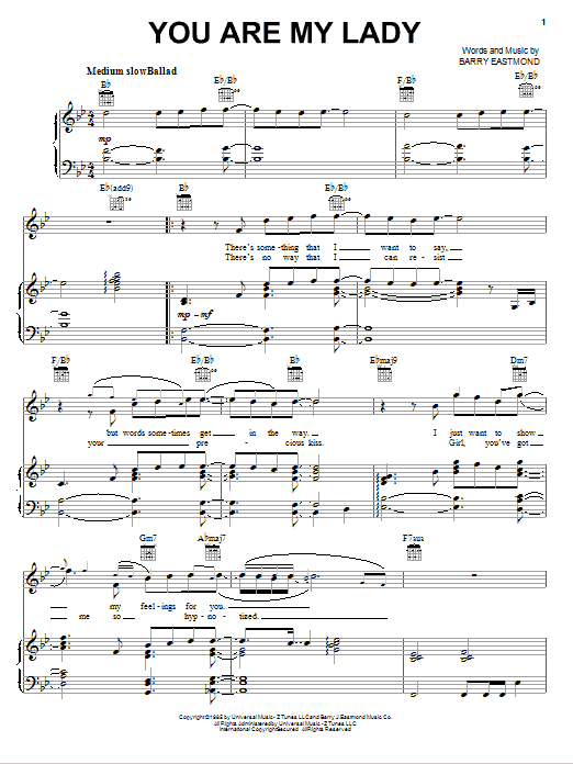 Freddie Jackson You Are My Lady sheet music notes and chords arranged for Piano, Vocal & Guitar Chords (Right-Hand Melody)