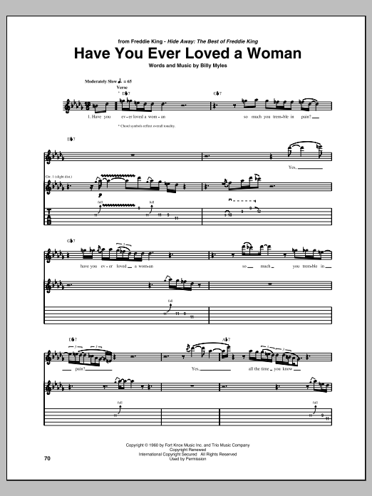Freddie King Have You Ever Loved A Woman sheet music notes and chords arranged for Guitar Tab (Single Guitar)