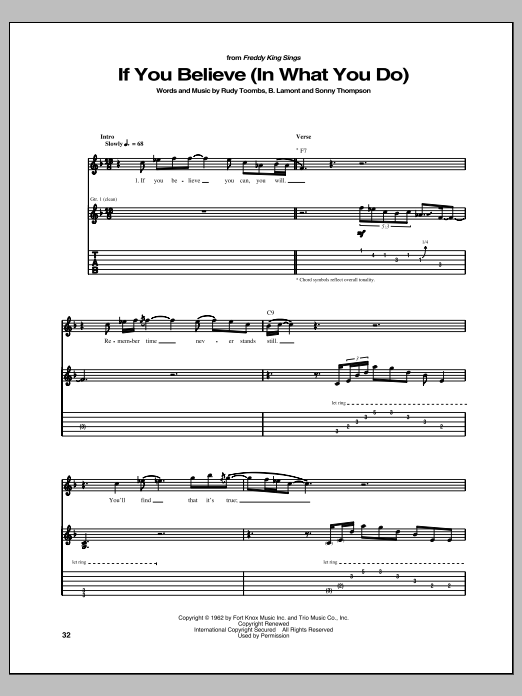Freddie King If You Believe (In What You Do) sheet music notes and chords arranged for Guitar Tab