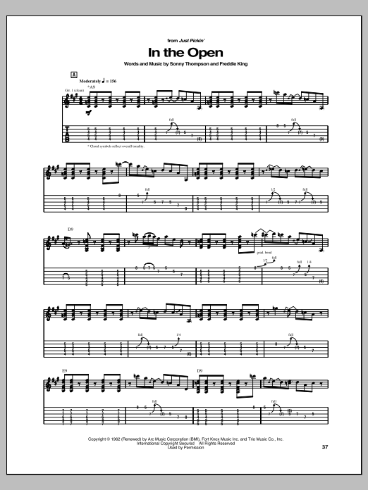 Freddie King In The Open sheet music notes and chords arranged for Guitar Tab