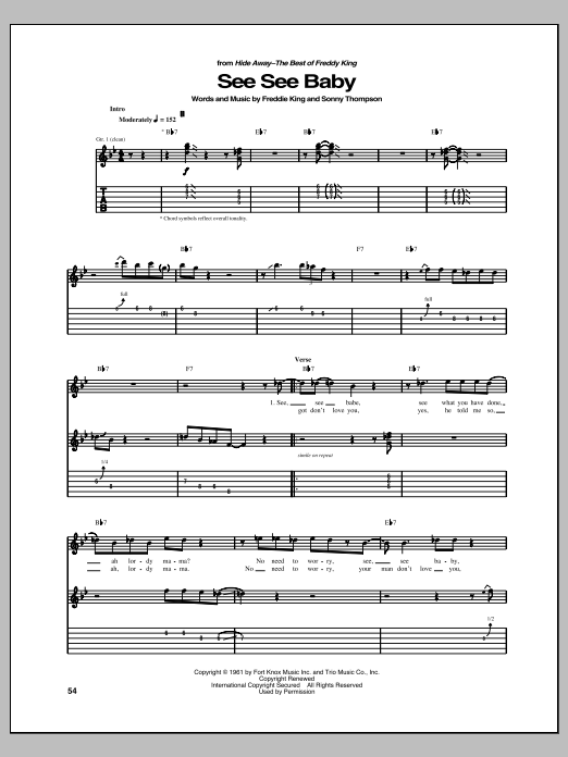 Freddie King See See Baby sheet music notes and chords arranged for Guitar Tab