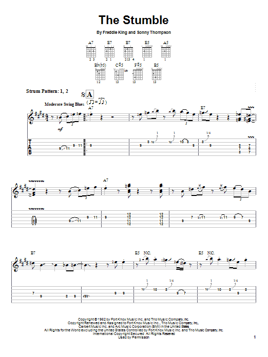 Freddie King The Stumble sheet music notes and chords arranged for Guitar Tab (Single Guitar)