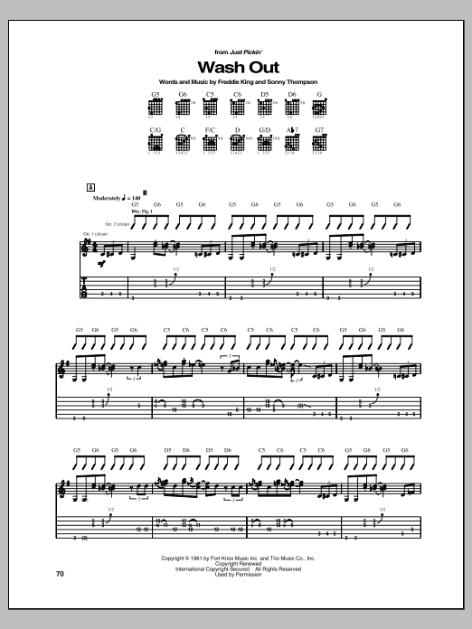 Freddie King Wash Out sheet music notes and chords arranged for Guitar Tab