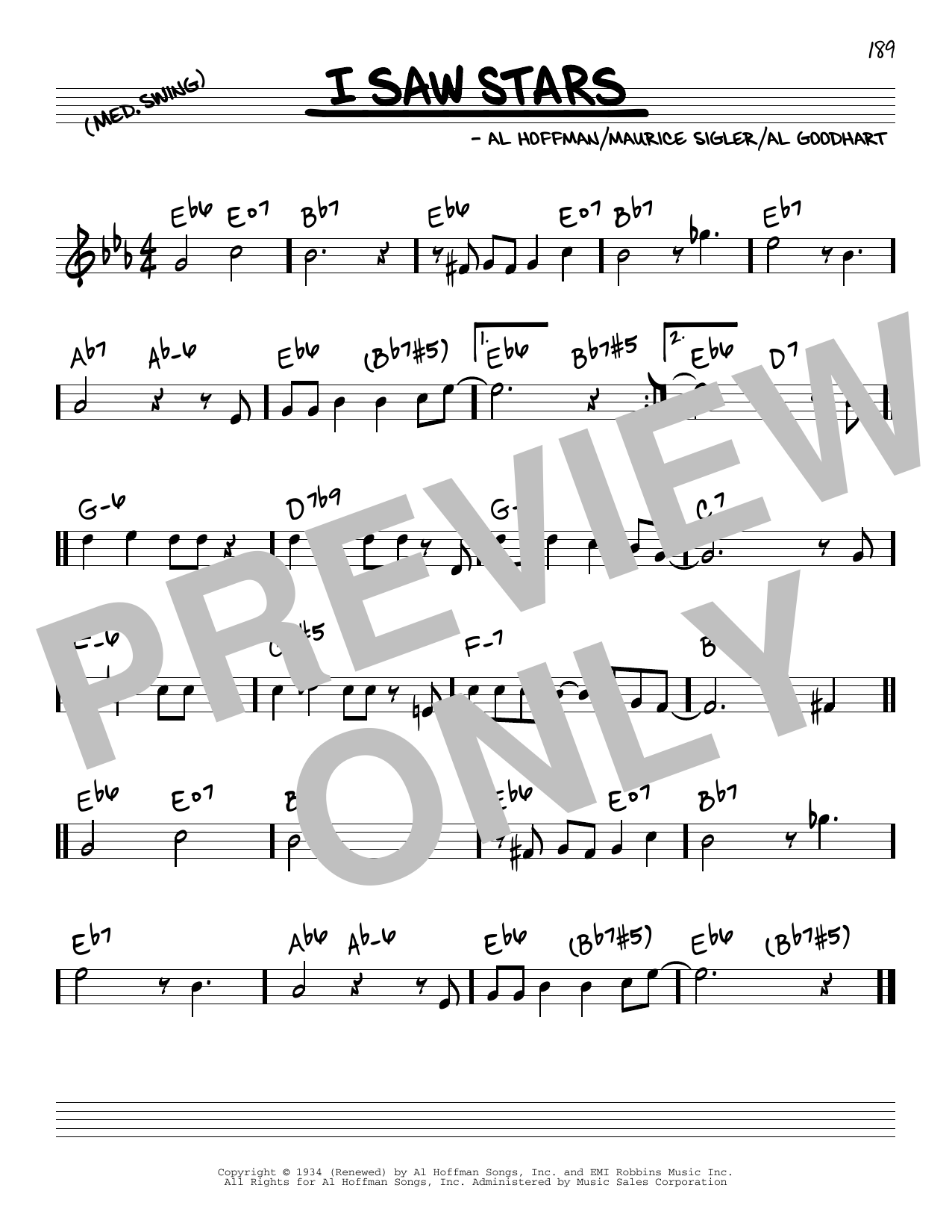 Freddie Martin and His Orchestra I Saw Stars sheet music notes and chords arranged for Real Book – Melody & Chords