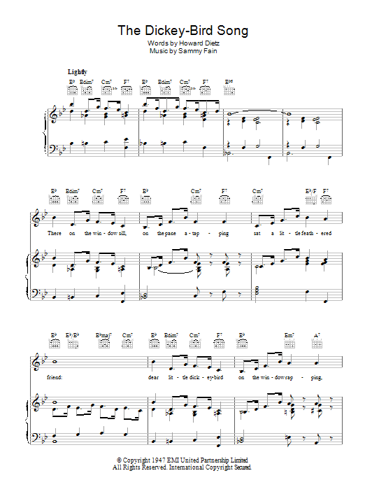 Freddie Martin The Dickey-Bird Song sheet music notes and chords arranged for Piano, Vocal & Guitar Chords