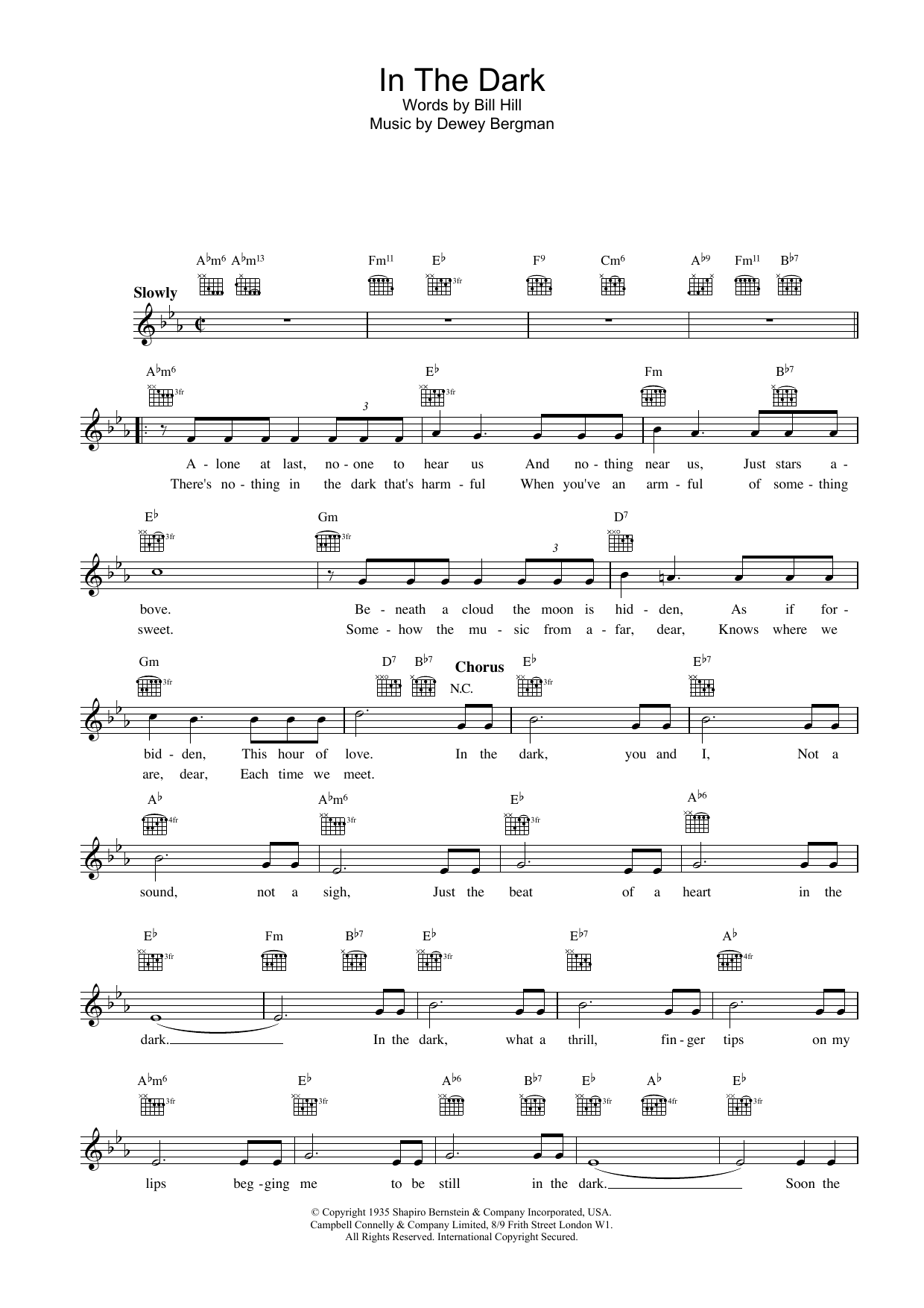 Freddy Martin In The Dark sheet music notes and chords arranged for Lead Sheet / Fake Book
