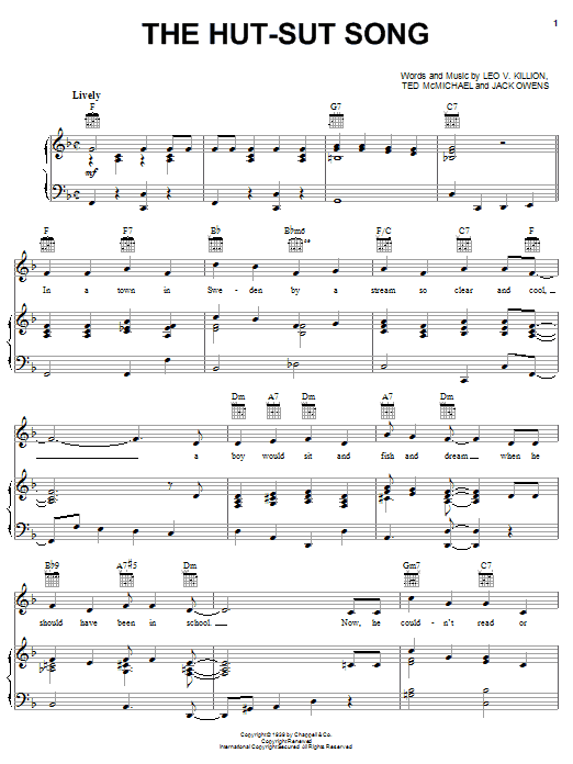 Freddy Martin The Hut-Sut Song sheet music notes and chords arranged for Piano, Vocal & Guitar Chords (Right-Hand Melody)