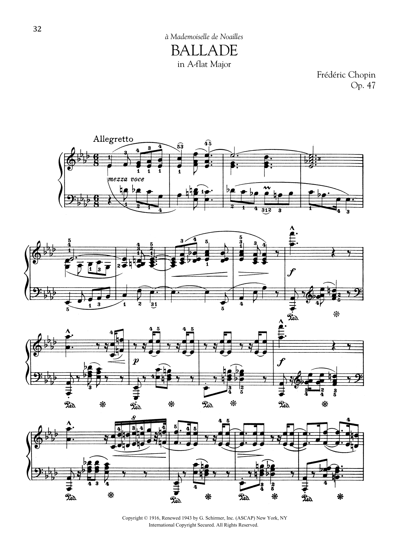 Frédéric Chopin Ballade in A-flat Major, Op. 47 sheet music notes and chords arranged for Piano Solo