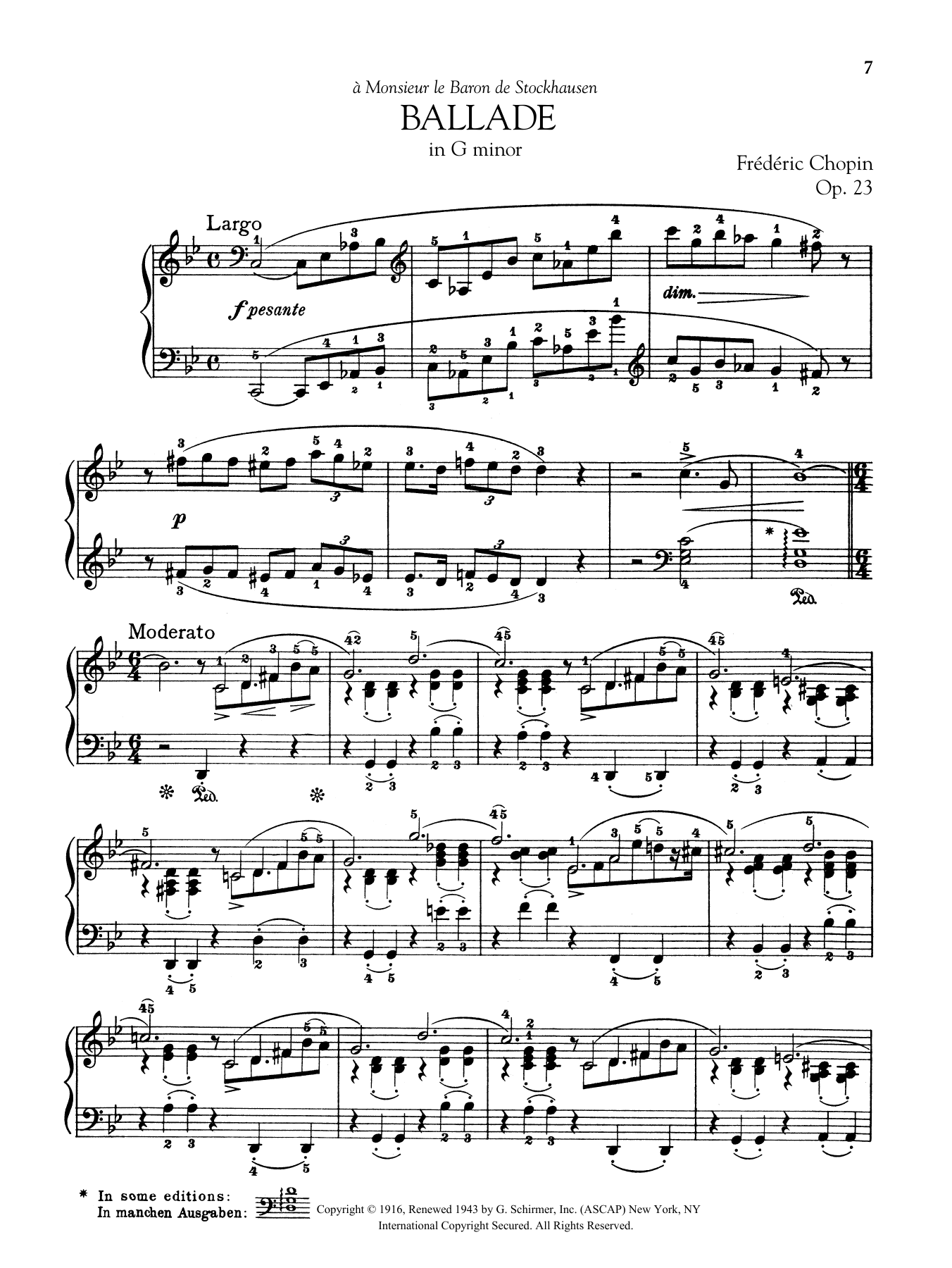 Frédéric Chopin Ballade in G minor, Op. 23 sheet music notes and chords arranged for Piano Solo