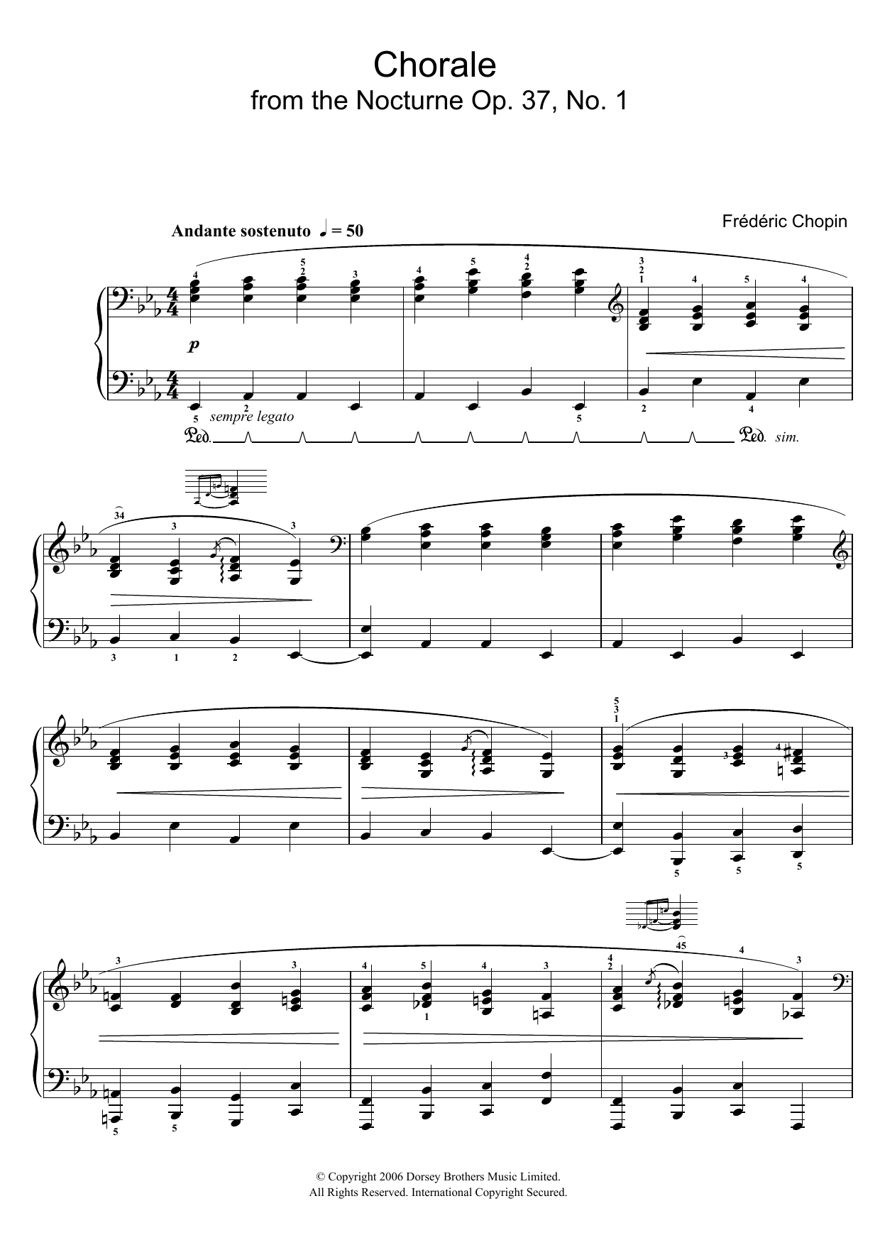 Frederic Chopin Chorale from Nocturne Op. 37, No. 1 sheet music notes and chords arranged for Easy Piano
