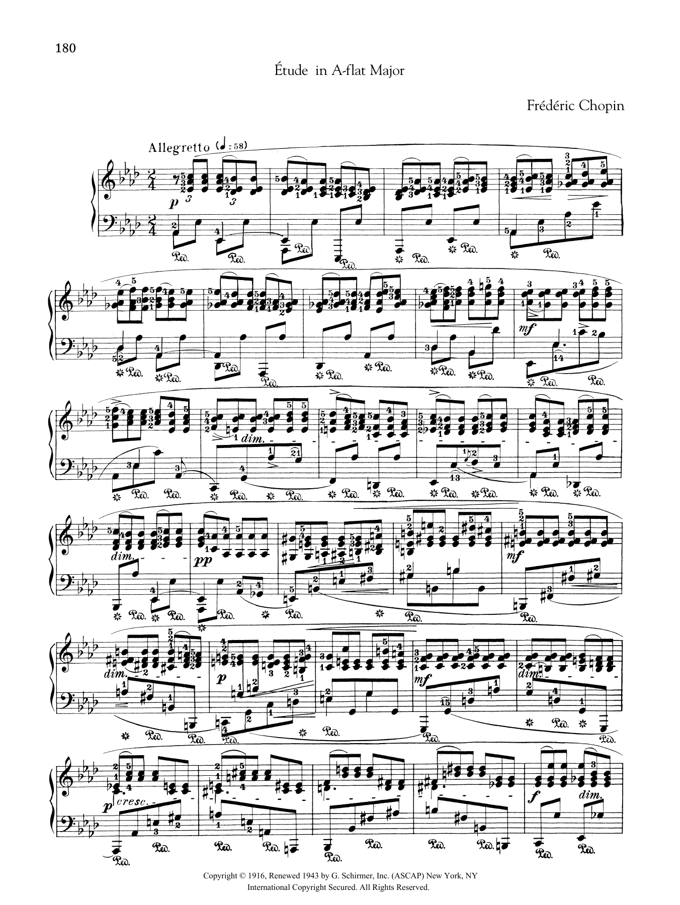 Frédéric Chopin Etude in A-flat Major, from Trois Nouvelles Etudes from Methode des methodes de piano sheet music notes and chords arranged for Piano Solo