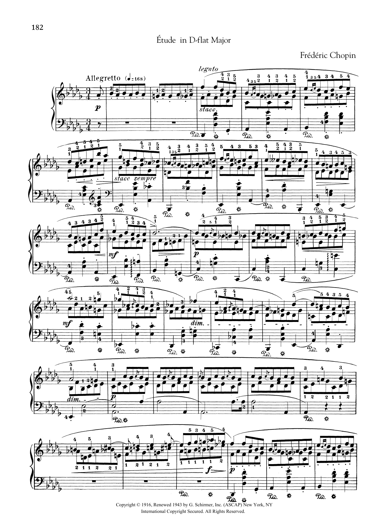Frédéric Chopin Etude in D-flat Major, from Trois Nouvelles Etudes from Methode des methodes de piano sheet music notes and chords arranged for Piano Solo