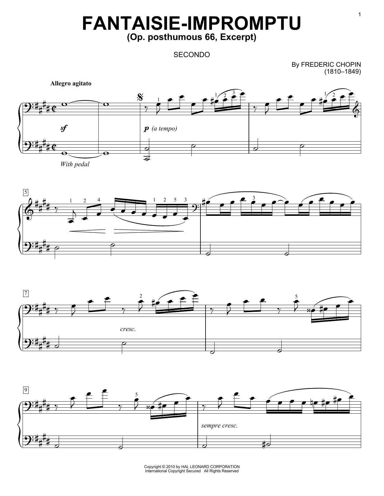 Frederic Chopin Fantaisie - Impromptu sheet music notes and chords arranged for Piano Duet