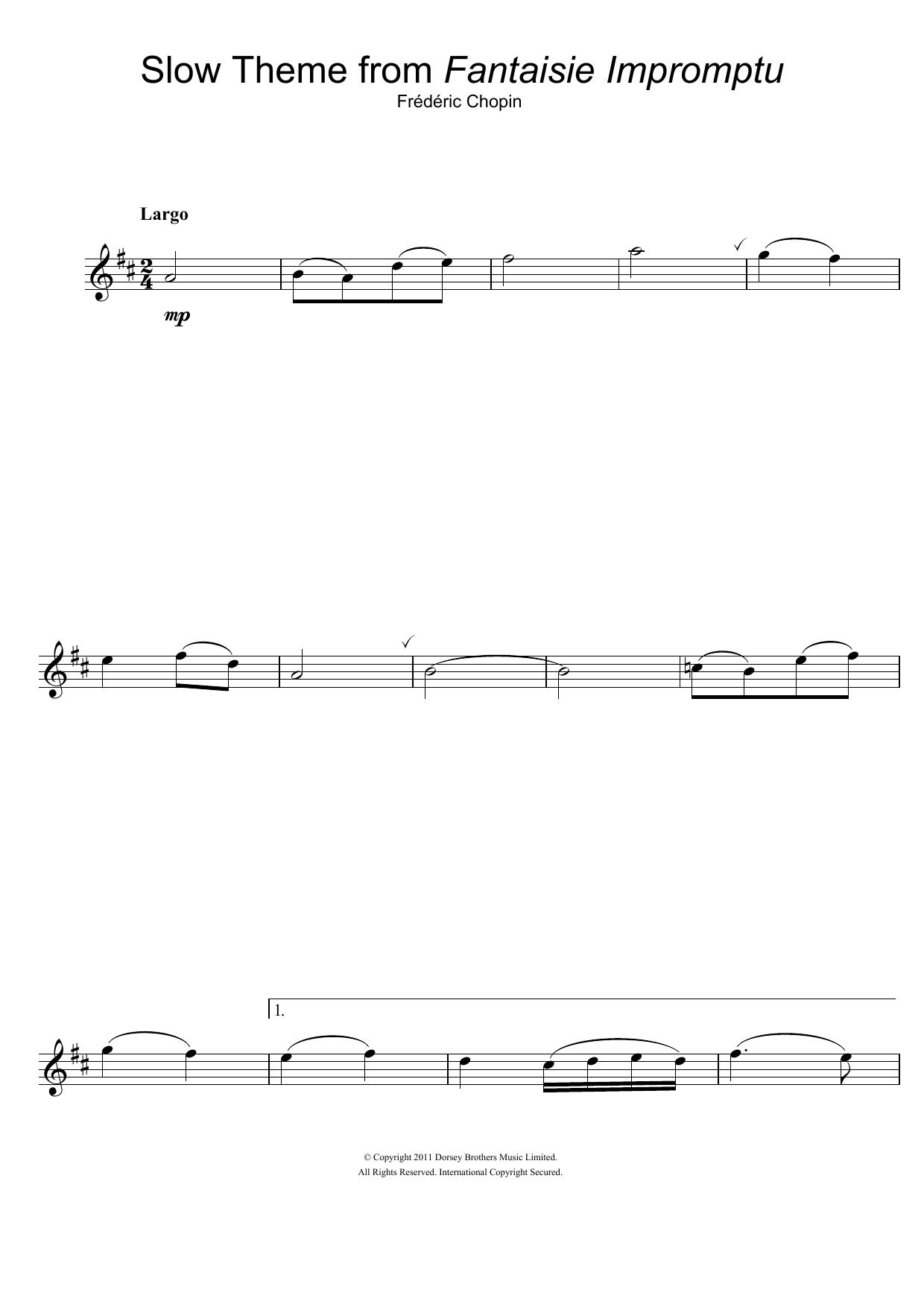 Frédéric Chopin Fantaisie Impromptu sheet music notes and chords arranged for Flute Solo