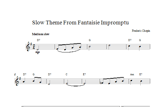 Frederic Chopin Slow Theme from Fantaisie Impromptu sheet music notes and chords arranged for Lead Sheet / Fake Book