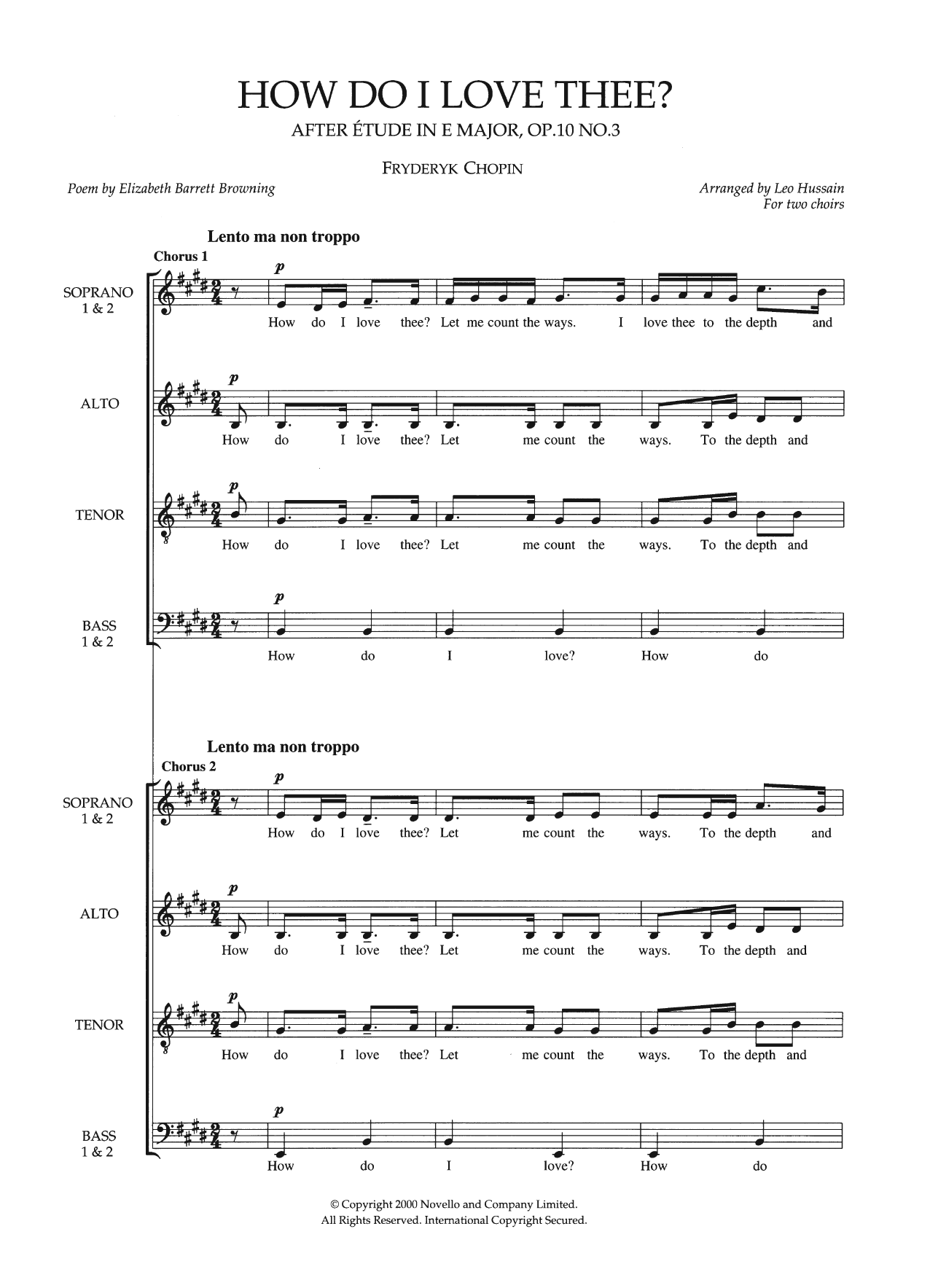 Frederic Chopin How Do I Love Thee? (arr. Leo Hussain) sheet music notes and chords arranged for SATB Choir