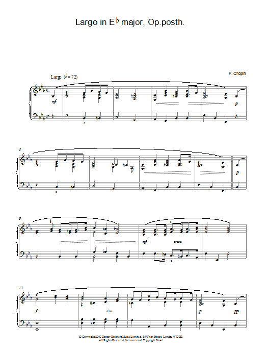 Frederic Chopin Largo In Eb Major, Op. Posth. sheet music notes and chords arranged for Piano Solo