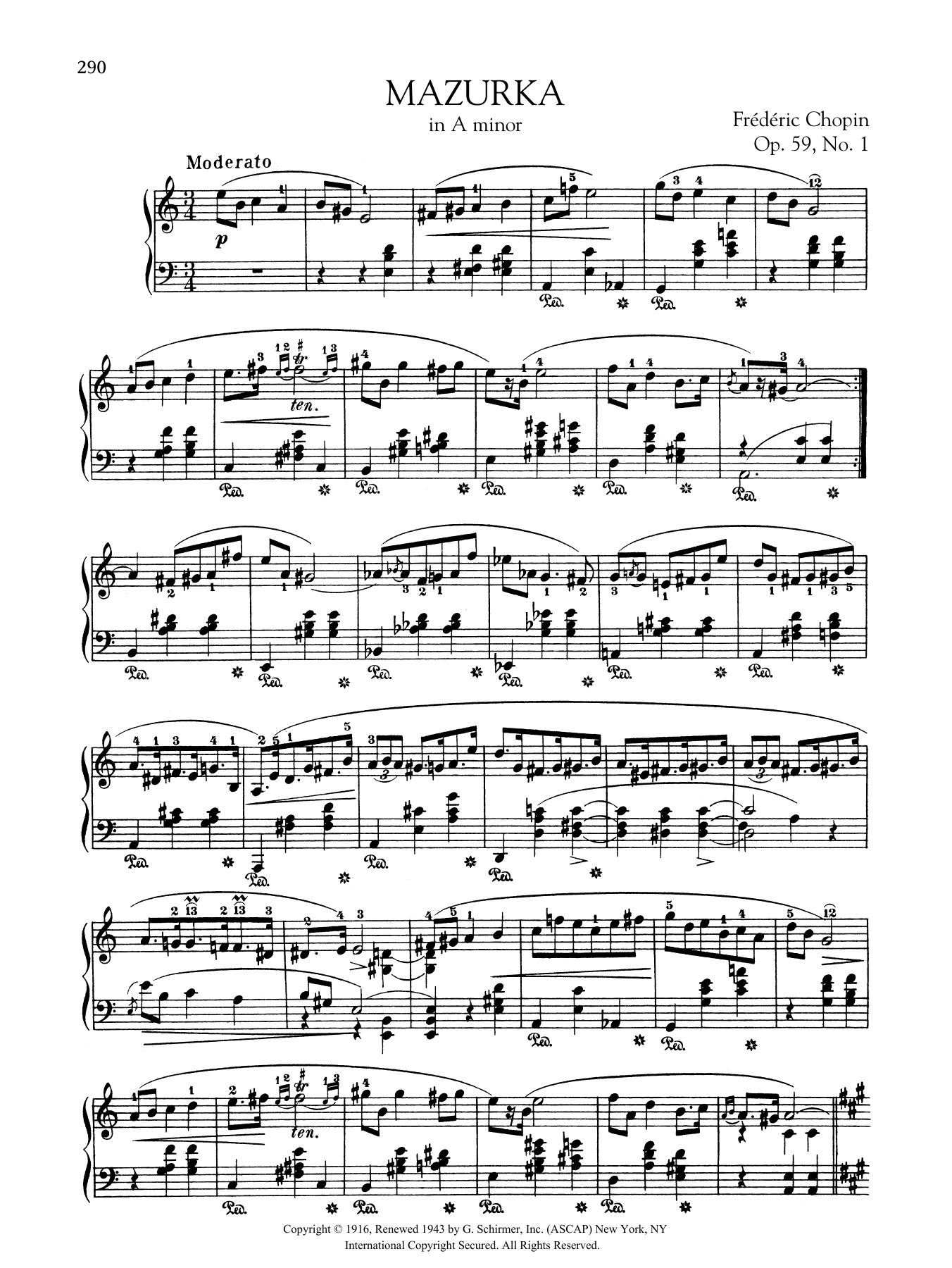 Frédéric Chopin Mazurka in A minor, Op. 59, No. 1 sheet music notes and chords arranged for Piano Solo