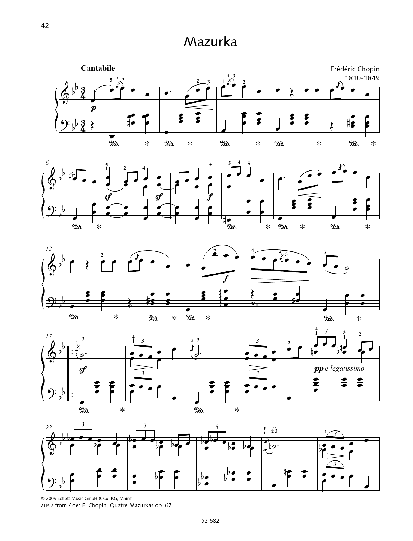 Frédéric Chopin Mazurka in G minor sheet music notes and chords arranged for Piano Solo
