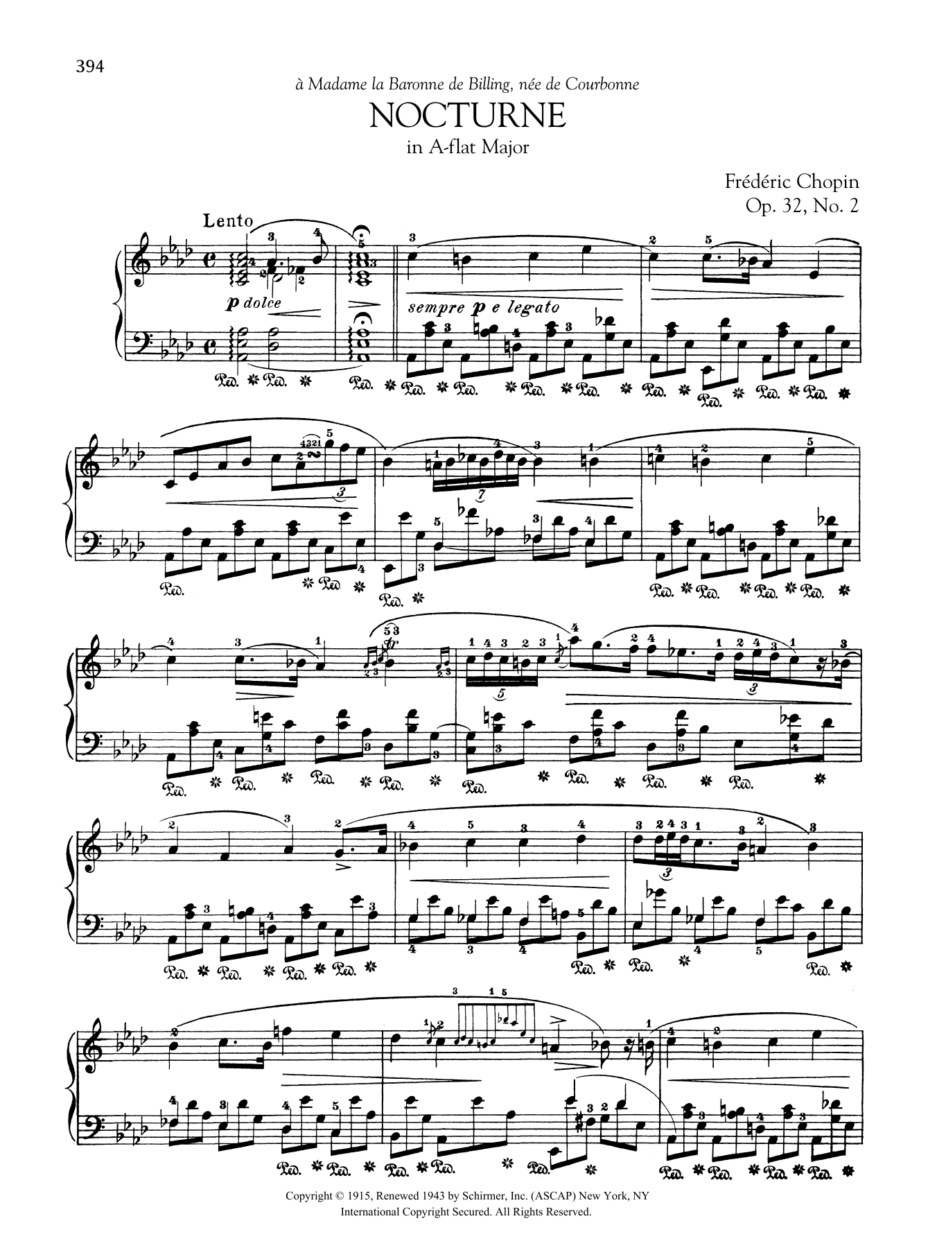Frédéric Chopin Nocturne in A-flat Major, Op. 32, No. 2 sheet music notes and chords arranged for Piano Solo