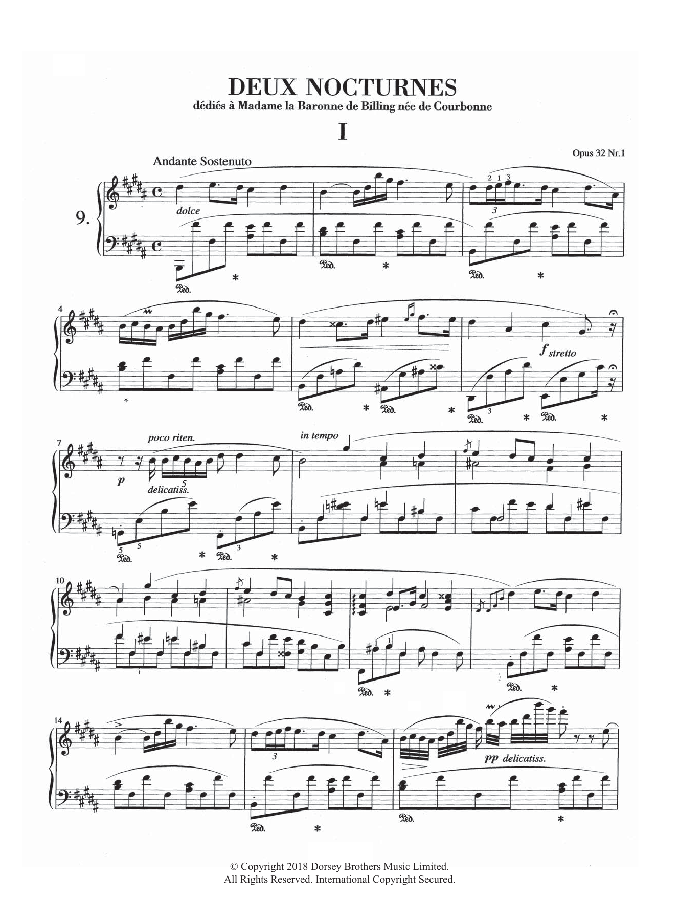 Frédéric Chopin Nocturne in B Major, Op.32, No.1 sheet music notes and chords arranged for Piano Solo