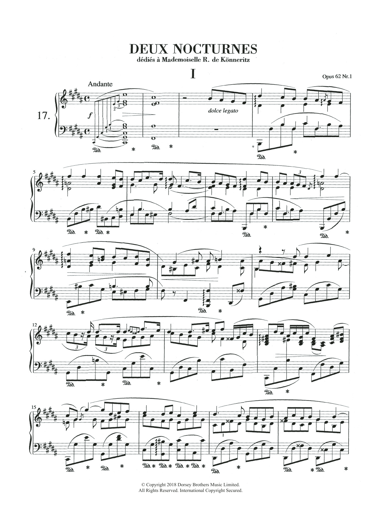 Frédéric Chopin Nocturne in B Major, Op.62, No.1 sheet music notes and chords arranged for Piano Solo