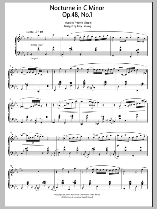 Frédéric Chopin Nocturne in C minor, Op. 48, No. 1 sheet music notes and chords arranged for Piano Solo