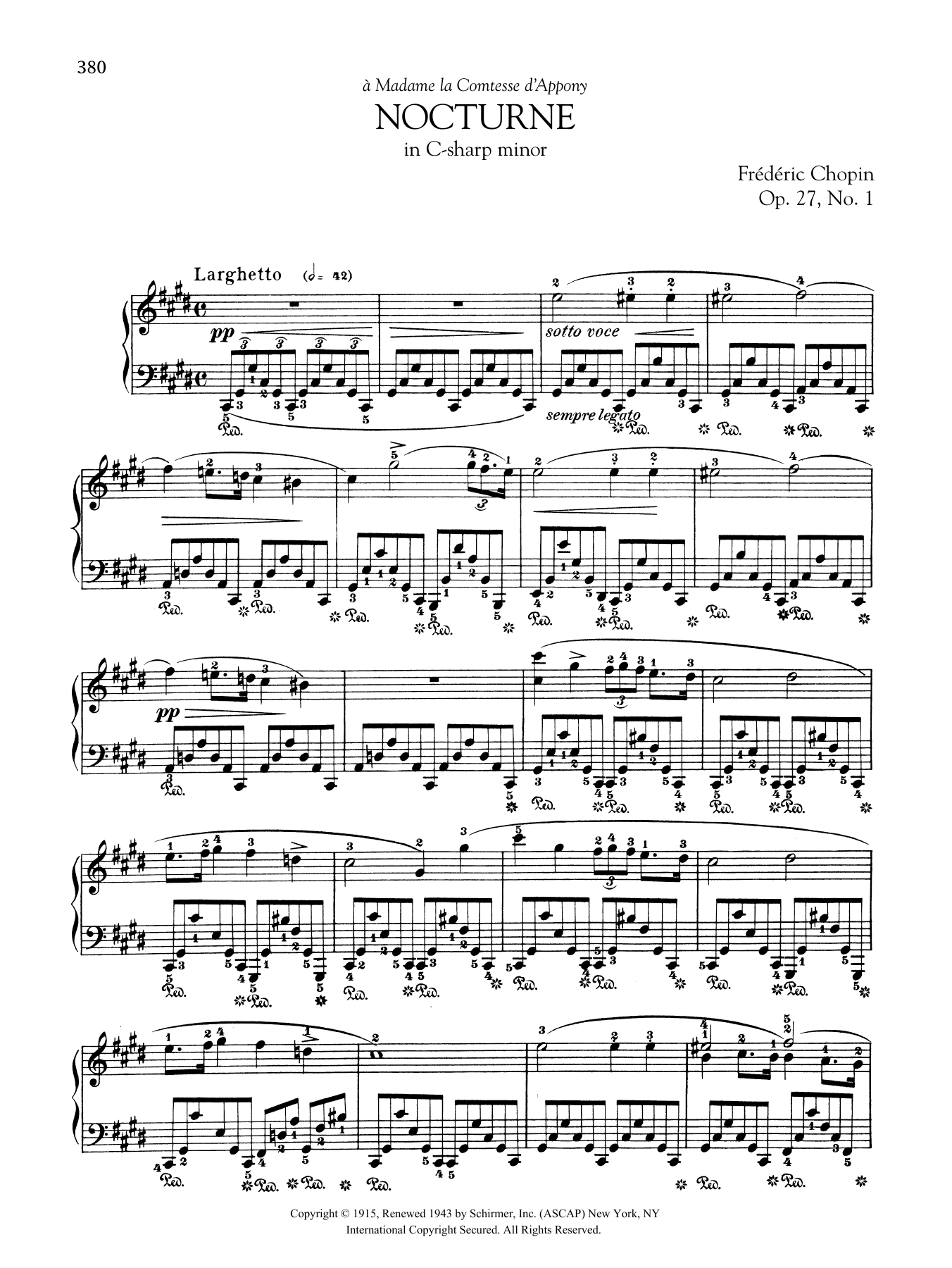Frédéric Chopin Nocturne in C-sharp minor, Op. 27, No. 1 sheet music notes and chords arranged for Piano Solo