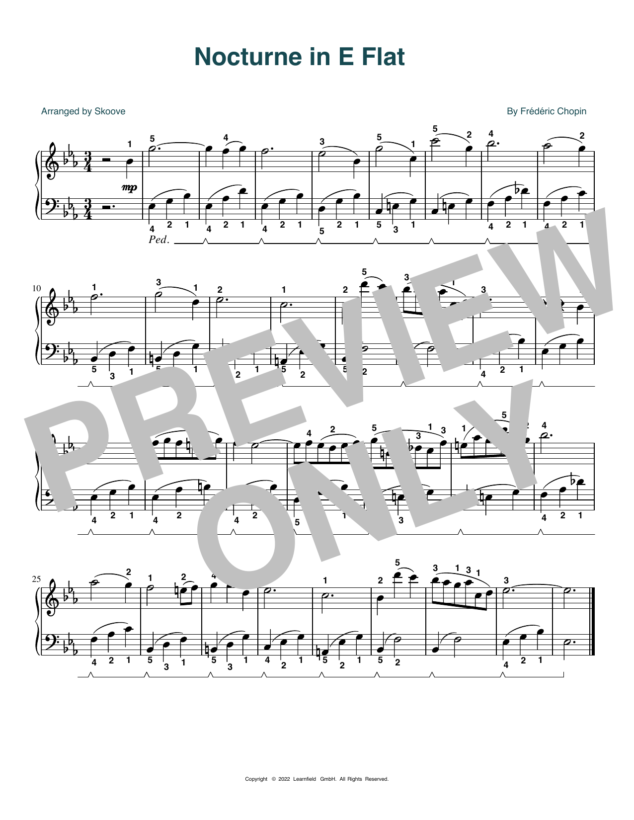 Frederic Chopin Nocturne In E-flat (arr. Skoove) sheet music notes and chords arranged for Piano Solo
