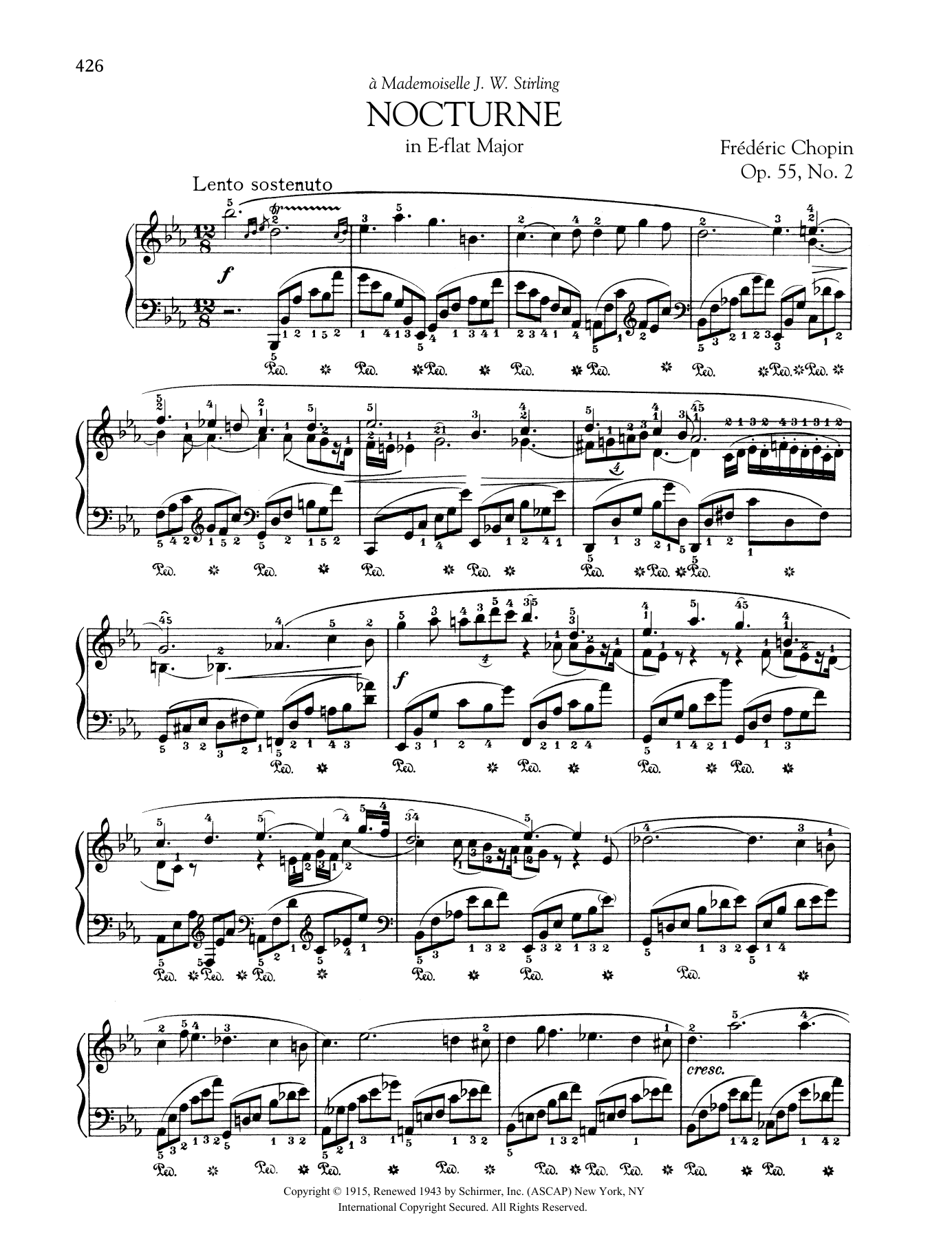 Frédéric Chopin Nocturne in E-flat Major, Op. 55, No. 2 sheet music notes and chords arranged for Piano Solo