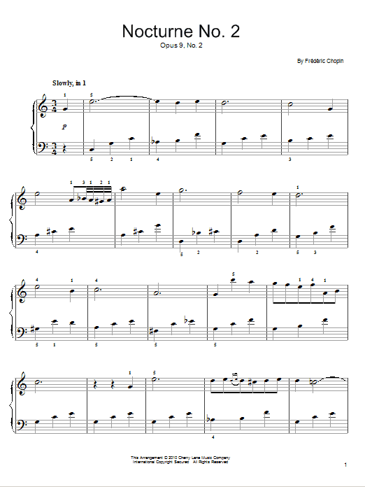 Frédéric Chopin Nocturne in E Flat Major, Op.9, No.2 sheet music notes and chords arranged for Piano Solo