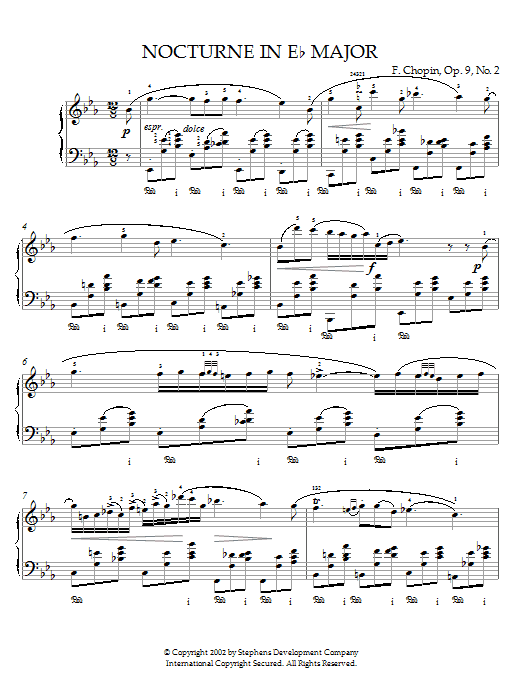 Frederic Chopin Nocturne in Eb Major, Op. 9, No. 2 sheet music notes and chords arranged for Easy Piano