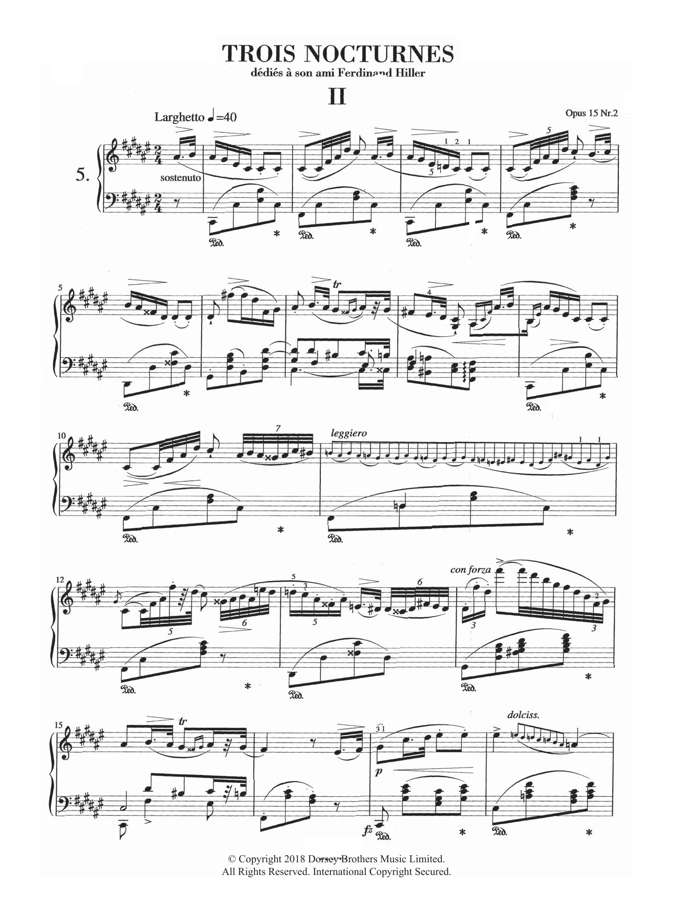 Frédéric Chopin Nocturne in F-Sharp Major, Op.15, No.2 sheet music notes and chords arranged for Piano Solo