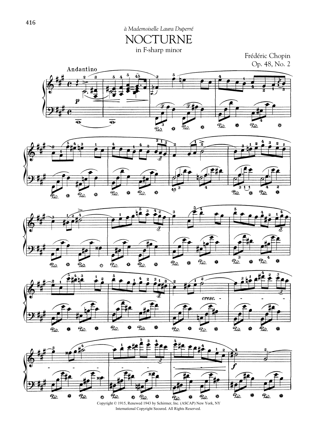 Frédéric Chopin Nocturne in F-sharp minor, Op. 48, No. 2 sheet music notes and chords arranged for Piano Solo