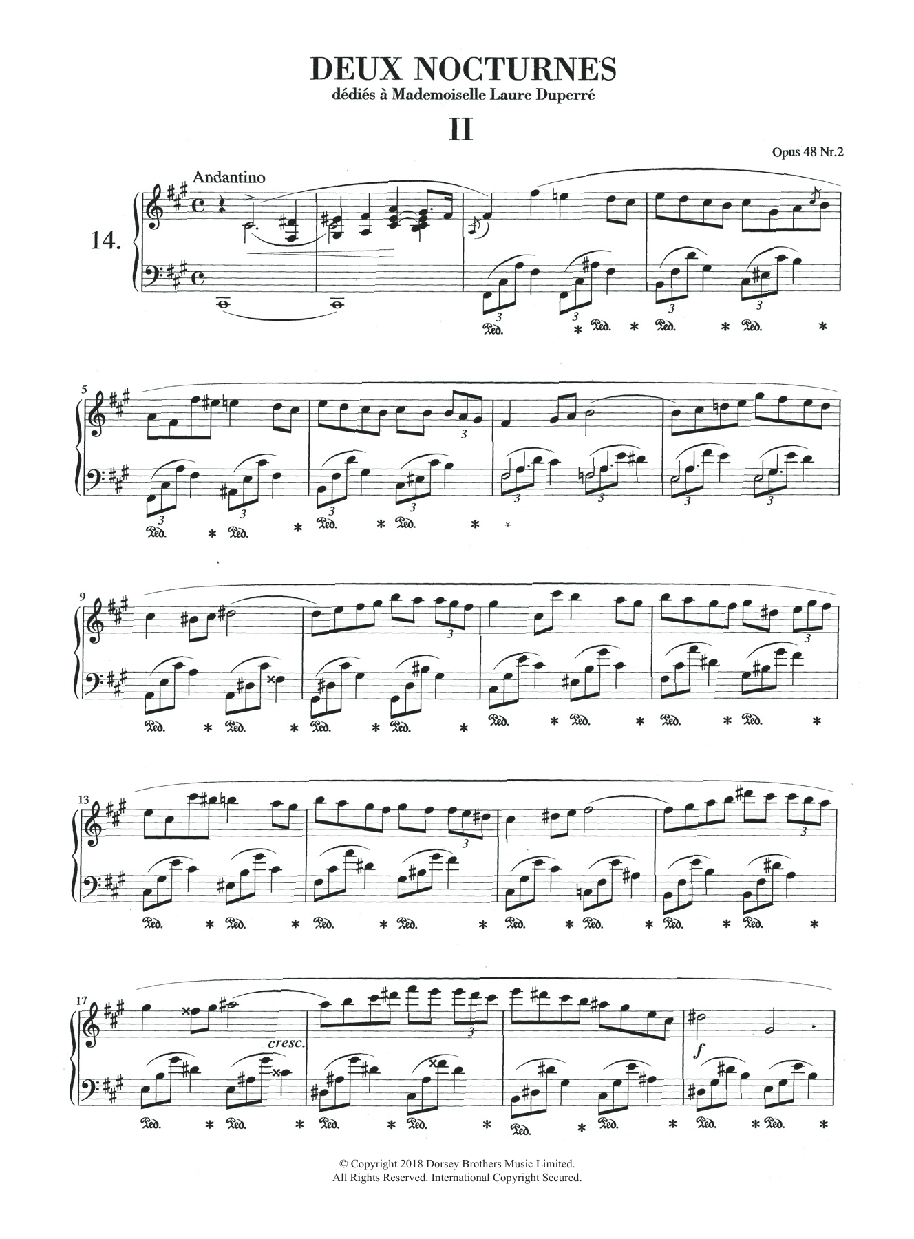 Frédéric Chopin Nocturne in F Sharp Minor Op.48, No.2 sheet music notes and chords arranged for Piano Solo