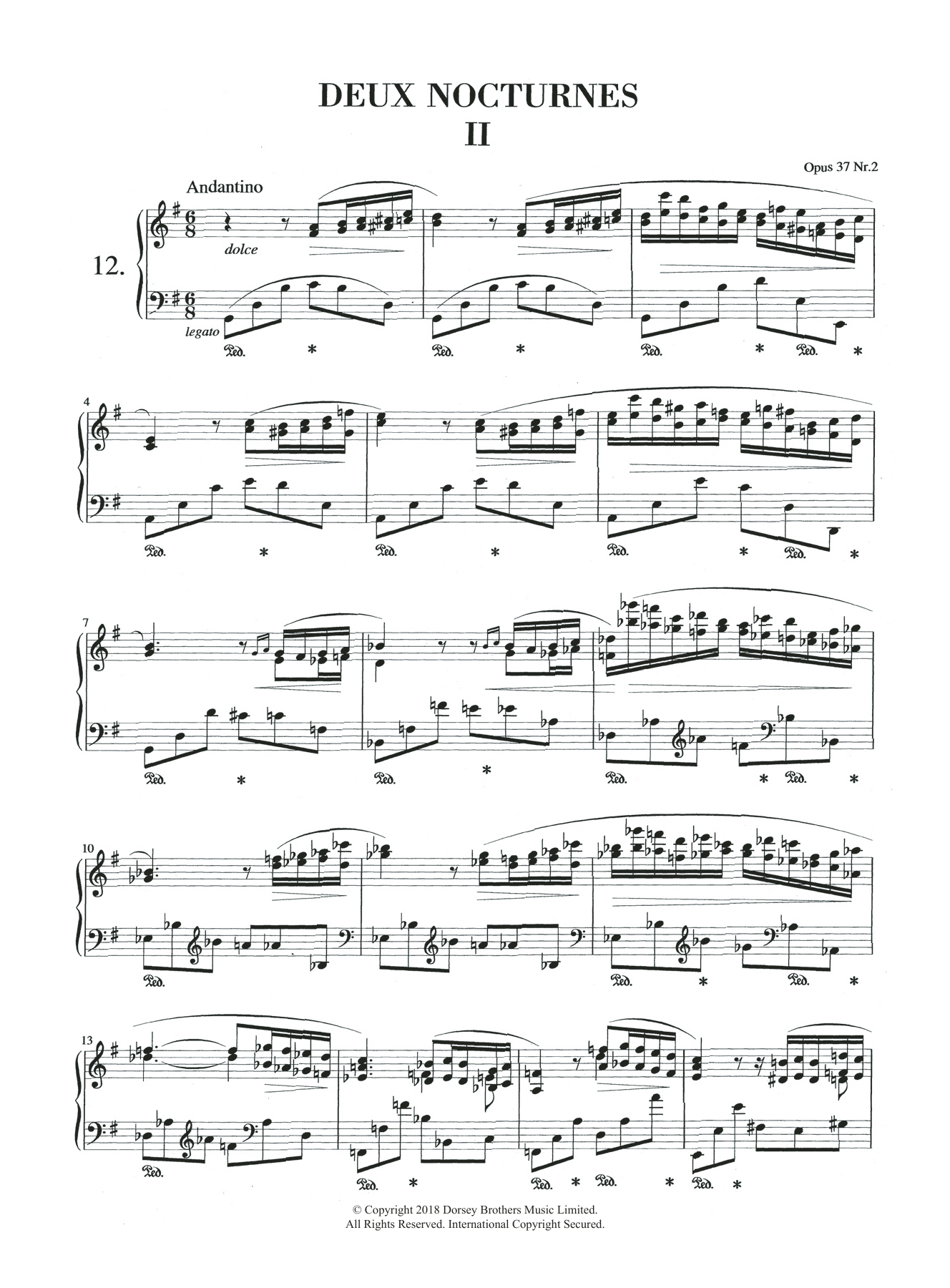 Frédéric Chopin Nocturne in G Major, Op.37, No.2 sheet music notes and chords arranged for Piano Solo