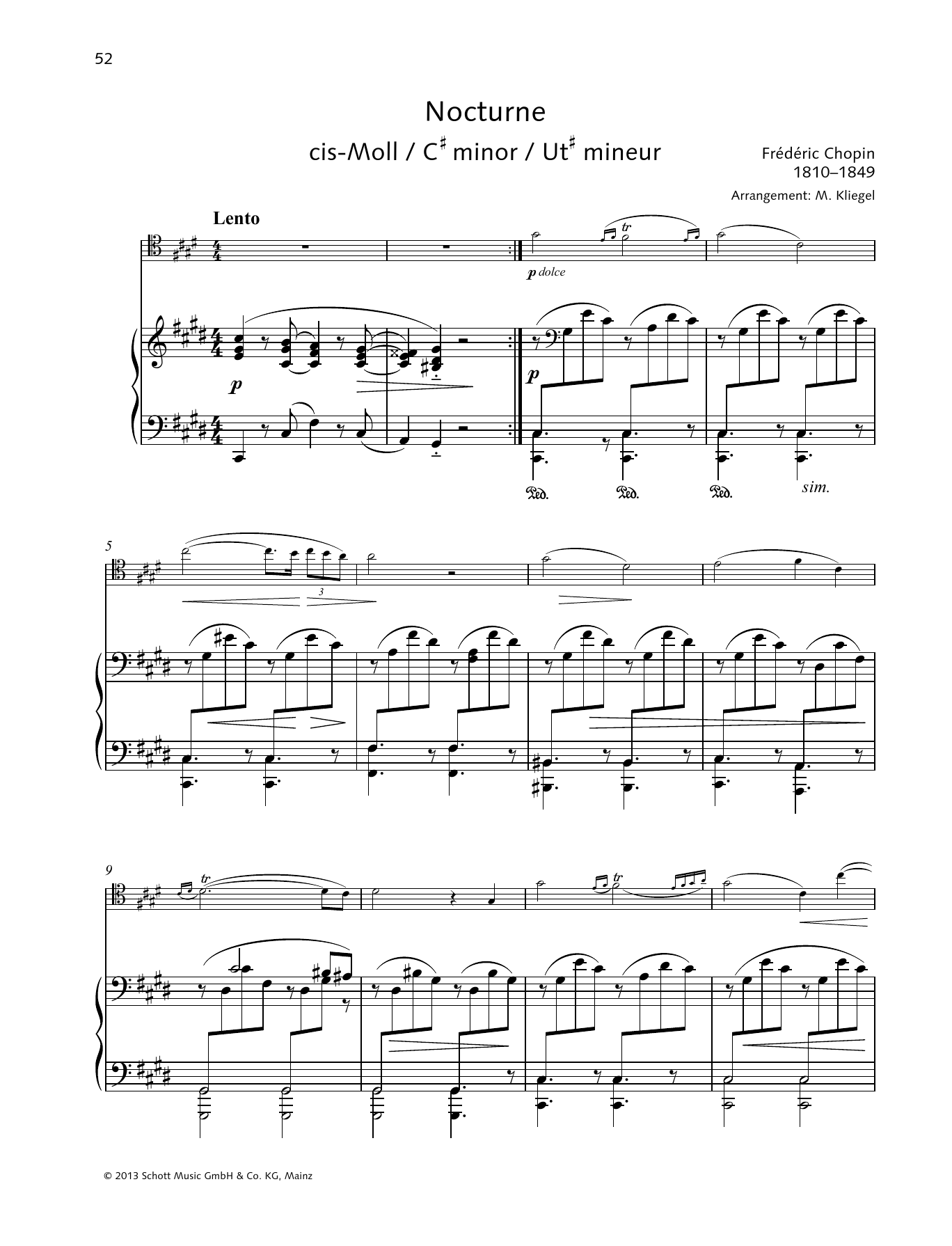 Frédéric Chopin Nocturne sheet music notes and chords arranged for String Solo