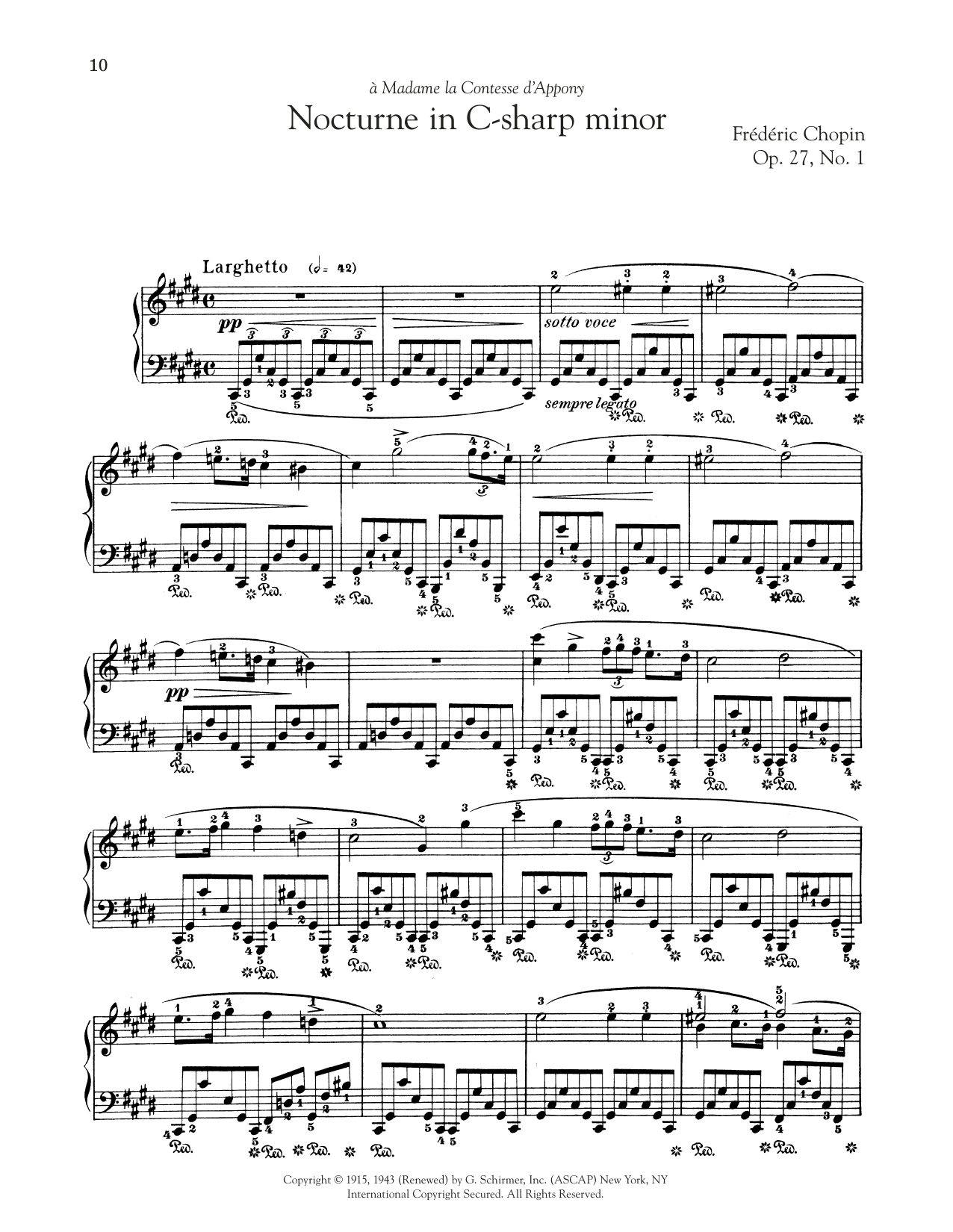 Frédéric Chopin Nocturne, Op. 27, No. 1 sheet music notes and chords arranged for Piano Solo